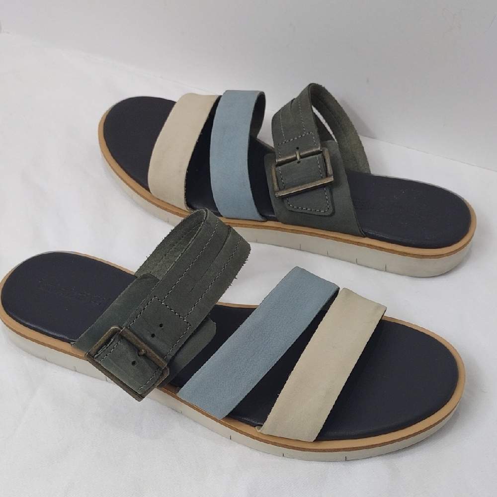 Timberland Women's Adley Slide Sandals Size 10 Grey Light Blue Cream